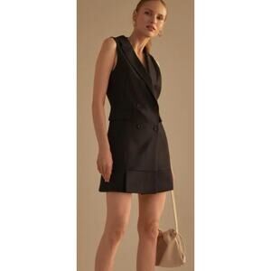 Mare Mare Anthropologie Blazer Mini Suit Dress Double Breasted Black Size XS
